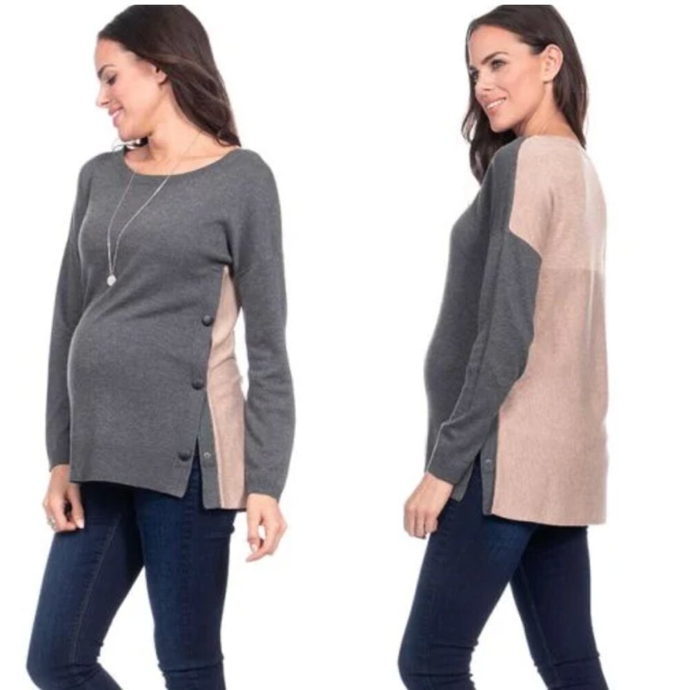 Seraphine Color Block Maternity & Nursing Sweater, sz M
